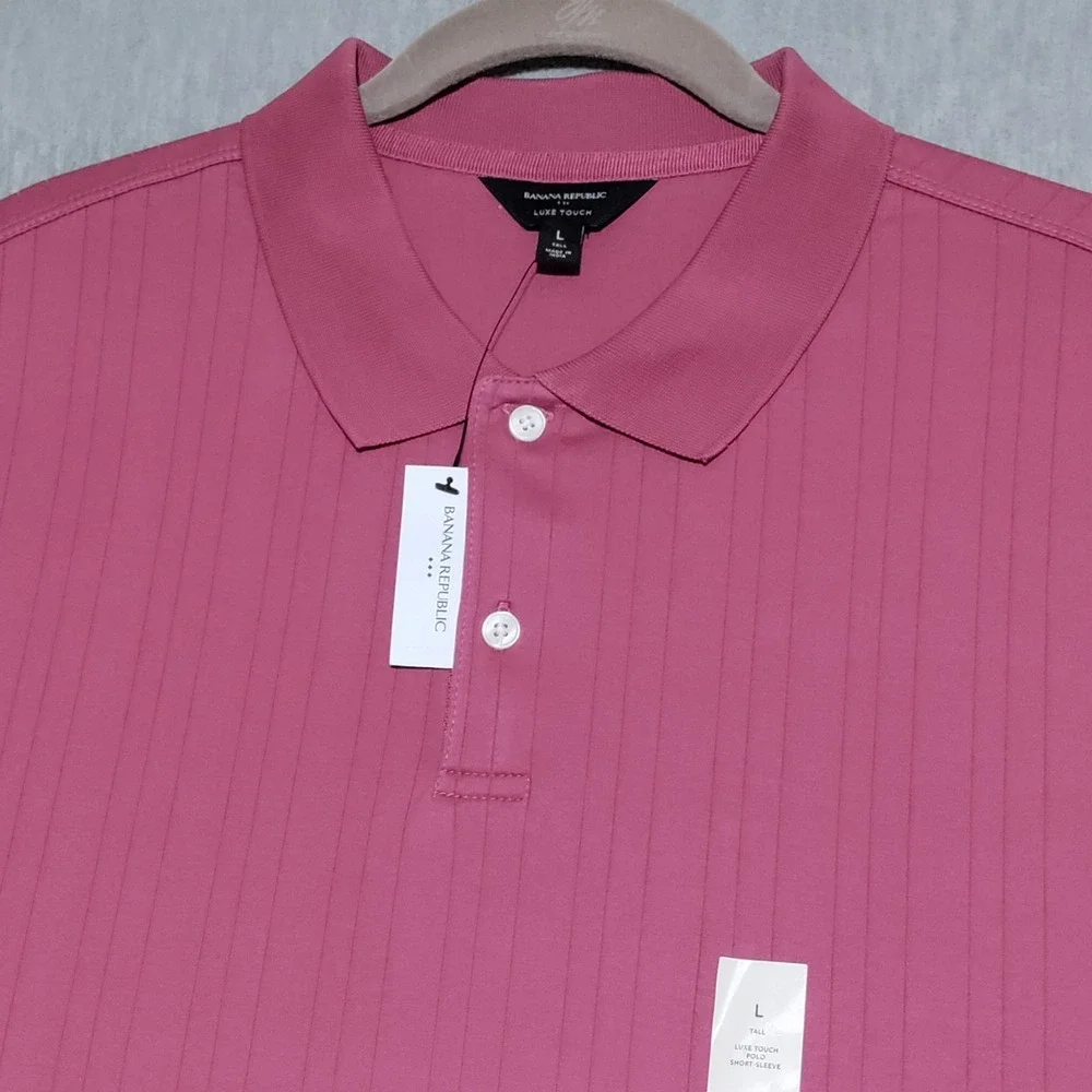 Banana Republic Luxe Touch Polo Shirt Mens Large Tall Berry Parfait NWT